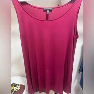 Eileen Fisher Magenta Silk Sleeveless Blouse